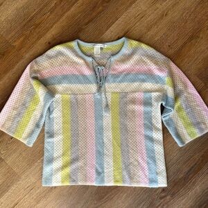 Stitch & Needle 100% cashmere pastel striped sweater, size small